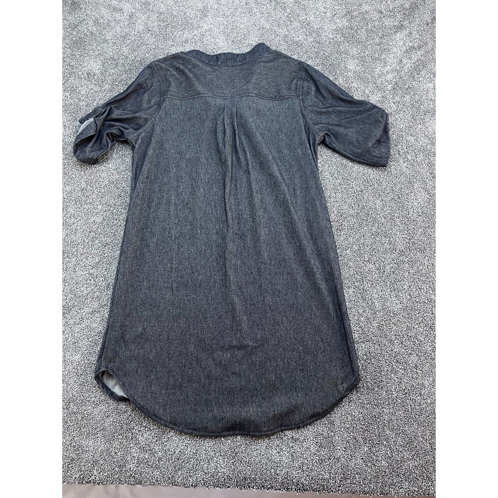 Bobbie Brooks Denim Shirt Dress Womens Medium Blue Lace Up Neck Henley - Picture 7 of 7